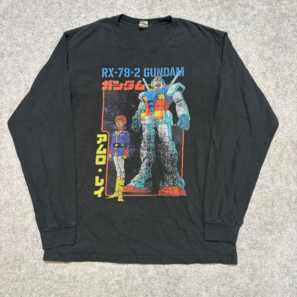 Gildan Hammer Mobile Suit Gundam RX-78-2 Amuro Ray Long Sleeve Shirt Black Large